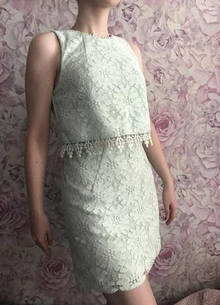 Мятное ажурное платье topshop размер xs1 фото