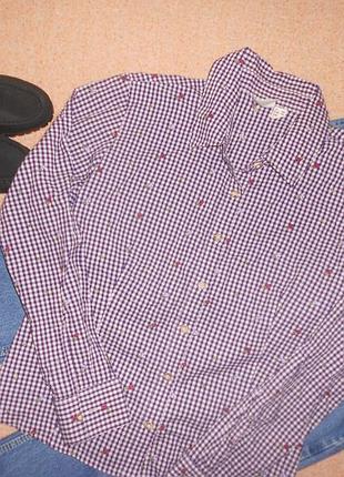 Винтажная рубашка в клетку с вышивкой 100% хлопок 50 52,54р56р