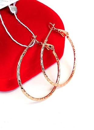 Позолоченные серьги-кольца, сережки, конго, позолота, д. 3 см2 фото