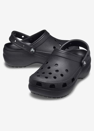 Крокс классик клог платформа черные crocs womens classic clog platform black8 фото