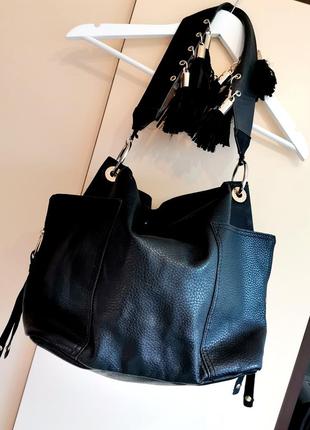 🎉распродажа! мега стильная чёрная сумка с бахромой1 фото