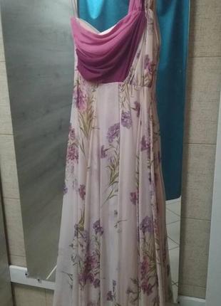 Шифоновое длинное платье в цветочный принт5 фото