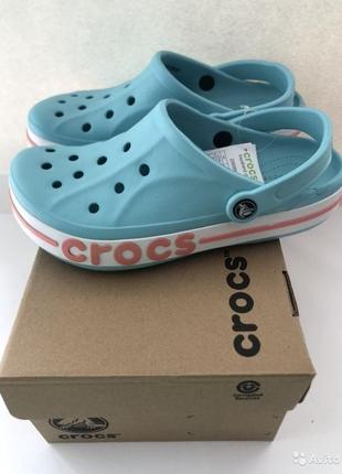 Крокс баябэнд клог голубые crocs bayaband clog ice blue/melon2 фото