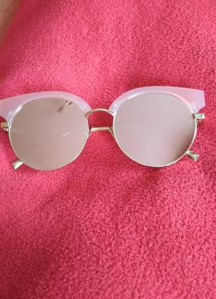 Розовые зеркальные очки2 фото