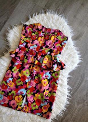 Новое коттоновое платье  бюстье в цветочный принт4 фото