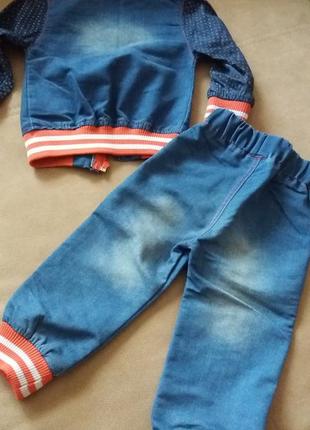 Джинсовый комплект джинсы и куртка для девочки 1,5-2 года, рост 80-92 см2 фото