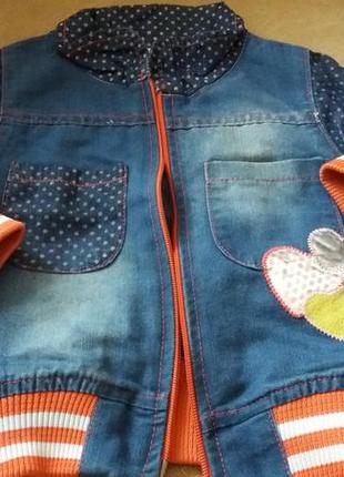 Джинсовый комплект джинсы и куртка для девочки 1,5-2 года, рост 80-92 см7 фото