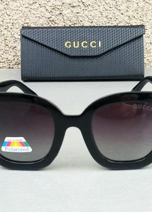 Gucci жіночі сонцезахисні окуляри чорні з мушками поляризированые2 фото