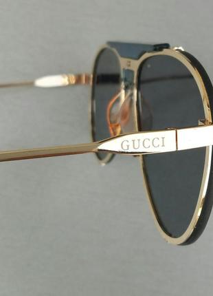 Gucci очки капли солнцезащитные черные с синим8 фото