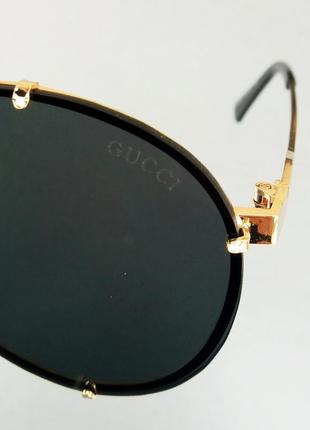Gucci очки капли солнцезащитные черные с синим9 фото