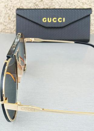 Gucci очки капли солнцезащитные черные с синим4 фото