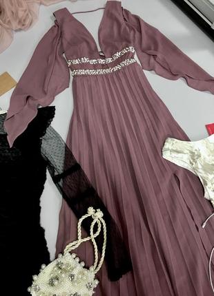 Вечернее выпускное платье asos с декором из бисера и пайеток8 фото