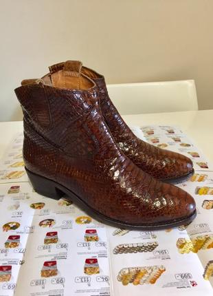 Ботинки под ковбойские натуральная кожа принт змея