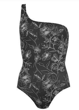 Шикарный черно-белый купальник на одно плечо из последних коллекций