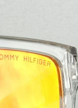 Окуляри в стилі tommy hilfiger  чоловічі сонцезахисні помаранчеві дзеркальні в прозорій оправі8 фото