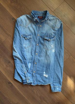 Джинсовая рубашка мужская zara