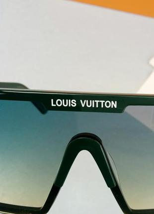 Louis vuitton модні жіночі окуляри від сонця маска темно зелені з синьо бежевим градієнтом10 фото
