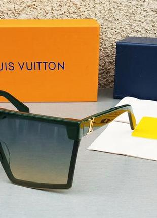 Louis vuitton модні жіночі окуляри від сонця маска темно зелені з синьо бежевим градієнтом2 фото