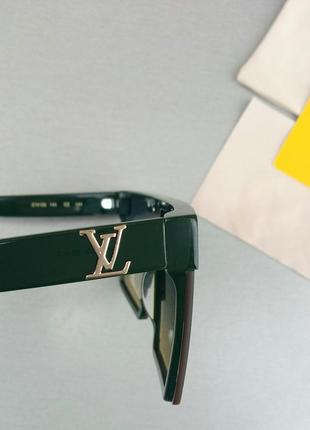 Louis vuitton модні жіночі окуляри від сонця маска темно зелені з синьо бежевим градієнтом8 фото