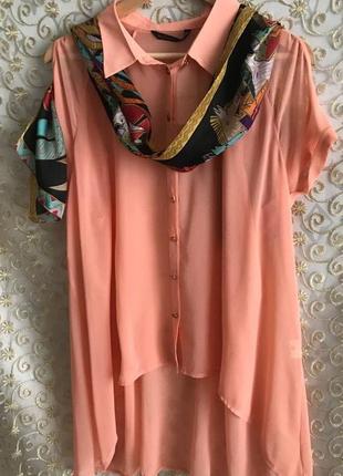Шифонова блузка персикового кольору2 фото