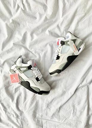 Женские стильные весенние кроссовки nike air jordan 4 white cement5 фото