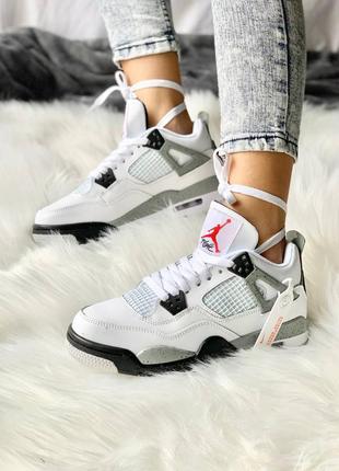 Жіночі стильні весняні кросівки nike air jordan 4 white cement8 фото