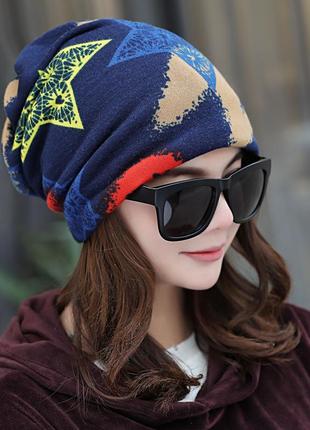Демісезонна шапочка зірки / синя
