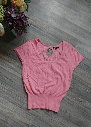 Шикарная розовая трикотажная футболка с жемчужными бусинами , топ, кофта