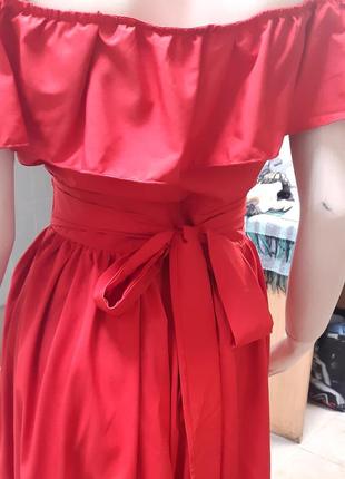 Літня сукня, червона сукня, червона сукня, сарафан, стильна сукня, сукня міді4 фото