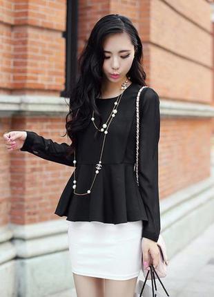 Блузка-баска с длинным рукавом