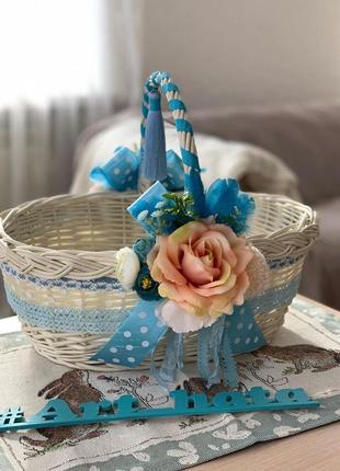 Великодній кошик ручної роботи із колекції spring sky blue»1 фото