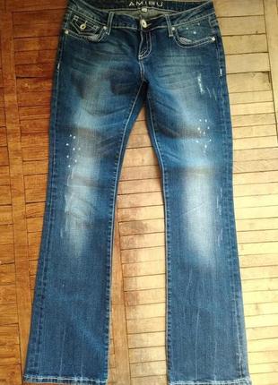 29/м/10 amisu стильні блакитні джинси денім straight з потертостями трохи кльош2 фото