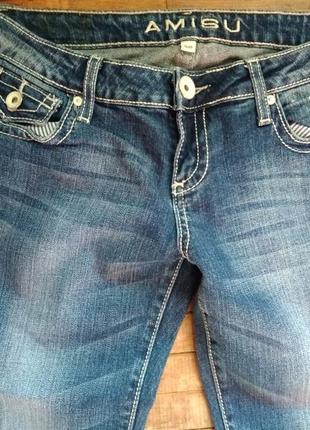 29/м/10 amisu стильные голубые джинсы деним straight с потертостями немного клеш3 фото