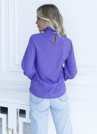 Фиолетовая блуза с вставкой и рюшами4 фото
