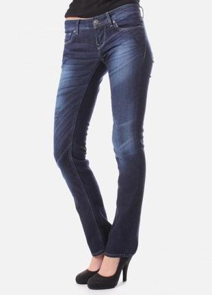 27/хс/6 h&m модные синие прямые джинсы деним straight с потертостями