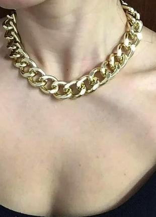 Ланцюг широкий золото цепь широкая на шею золотий1 фото