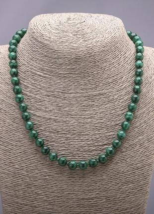 Намисто з натурального каменю малахіт