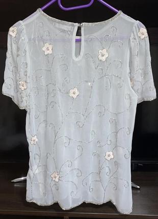Шифоновая нарядная блузка с бисером раз.l2 фото