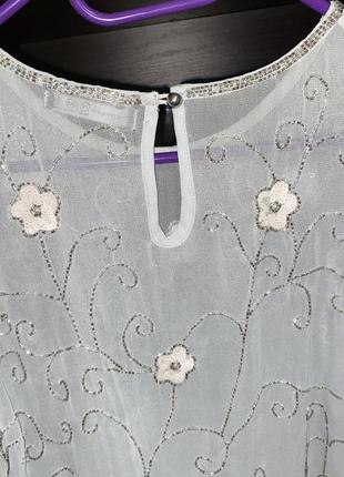 Шифоновая нарядная блузка с бисером раз.l3 фото