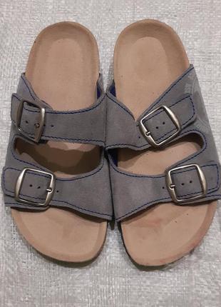 Ортопедичні сірі шкіряні шльопанці birkenstock 28 розмір