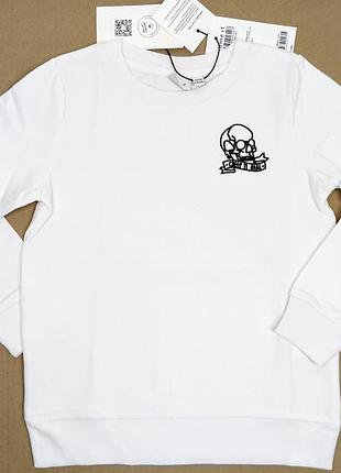 Білий світшот кофта на флісі светр худі c черепом name it
