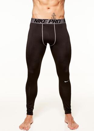 Мужские спортивные компрессионные лосины nike, цвет черный, разные размеры