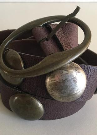 Вінтажний шкіряний ремінь бренд carlo colucci leather belt в стилі gucci