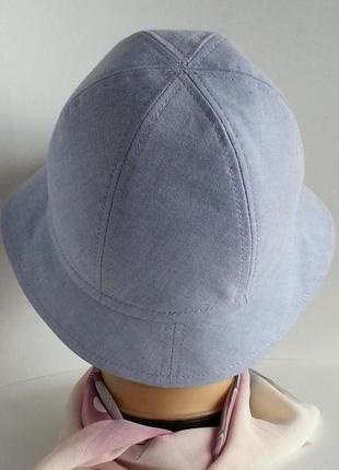 Женская шляпка. летняя. коттон 100%. голубой. hand made.6 фото