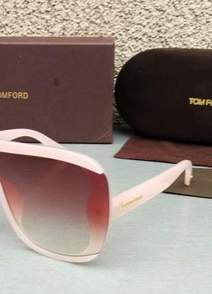 Tom ford очки женские солнцезащитные стильные бежево розовые с градиентом1 фото