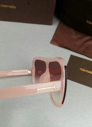 Tom ford очки женские солнцезащитные стильные бежево розовые с градиентом8 фото
