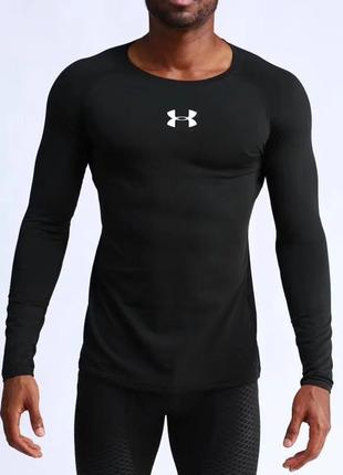 Мужской компрессионный рашгард (лонгслив) under armour, цвет черный, разные размеры