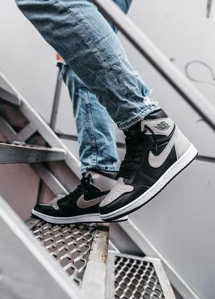 Кроссовки мужские nike air jordan 1 high og black\grey8 фото