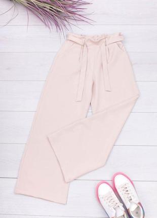 Стильные бежевые брюки штаны кюлоты широкие модные хит