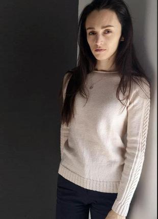 Джемпер свитер вязаный  100% меринос пудро-бежевый1 фото